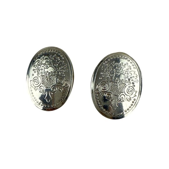 Kirk Stieff Pewter Earrings (Vintage, Fruit Basket pattern) — are less common th - Picture 2 of 6